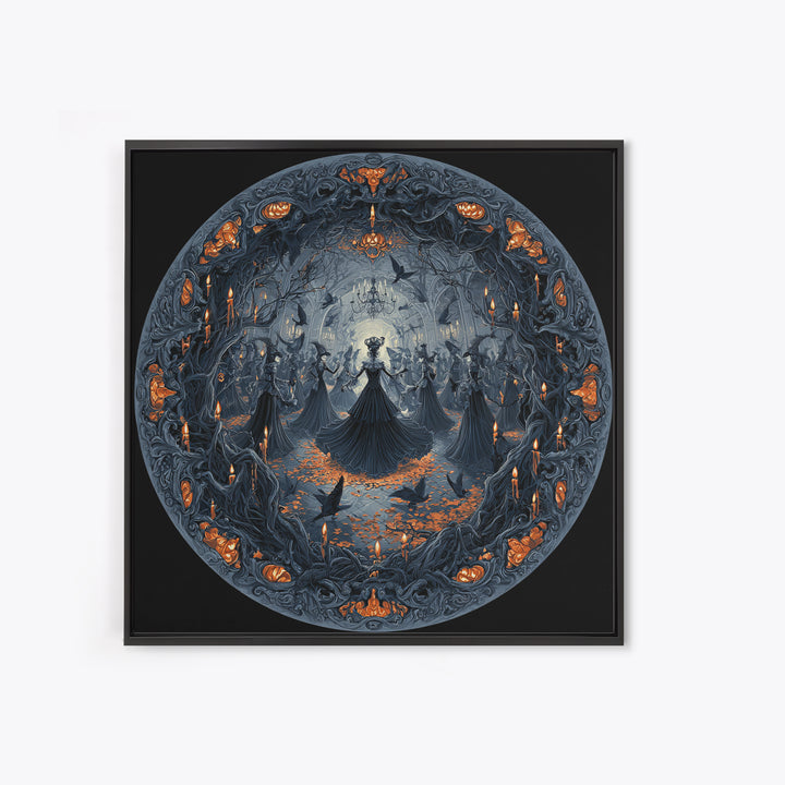 The Midnight Masquerade, Square Wall Art, Spooky Home Decor, Canvas Print, Halloween Wall Decor, Gothic Home Decor, Spooky Wall Decor