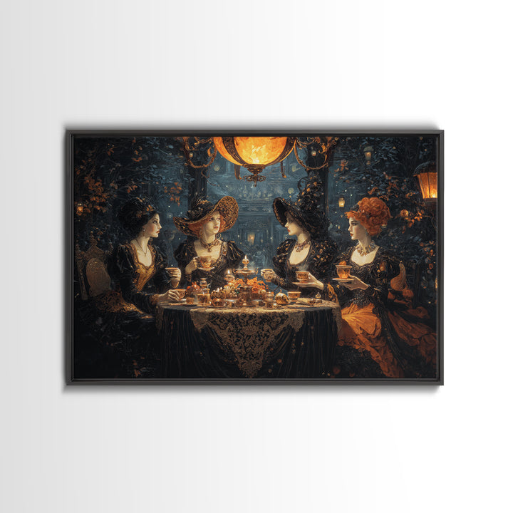 The Witches' Tea Party, Landscape Wall Art, Dark Fantasy Wall Art, Canvas Print, Halloween Wall Decor, Gothic Home Decor