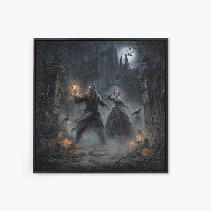 The Ghost Wedding, Square Wall Art, Gothic Horror Wall Art, Framed Canvas Print, Halloween Wall Decor, Gothic Home Decor, Halloween Decor