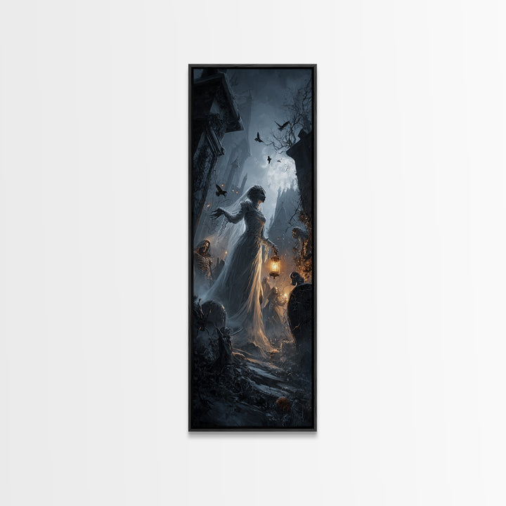 The Ghost Wedding, Tall Narrow Wall Art, Dark Fantasy Wall Art, Canvas Print, Halloween Wall Decor, Gothic Home Decor, Halloween Wall Art