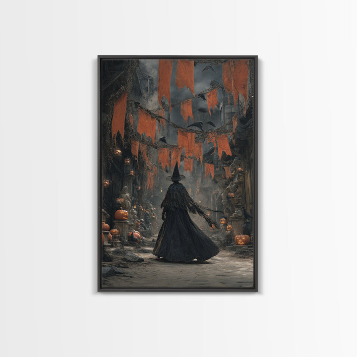 The Monster Parade, Vertical Wall Art, Haunted Gothic Art, Framed Canvas Print, Halloween Wall Decor, Gothic Home Decor, Halloween Wall Art