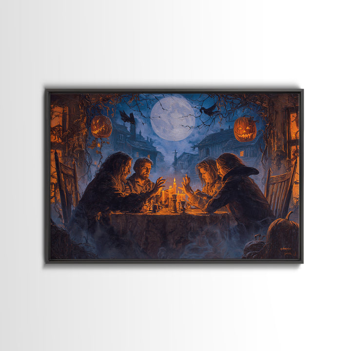 The Candlelit Seance, Landscape Wall Art, Gothic Horror Wall Art, Framed Canvas Print, Halloween Wall Decor, Gothic Home Decor