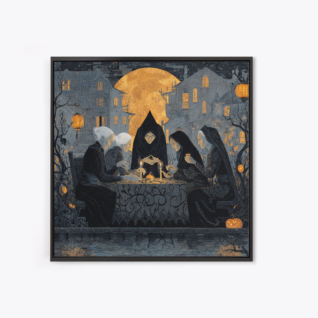 The Candlelit Seance, Square Wall Art, Dark Halloween Decor, Canvas Print, Halloween Wall Decor, Gothic Home Decor, Spooky Wall Decor