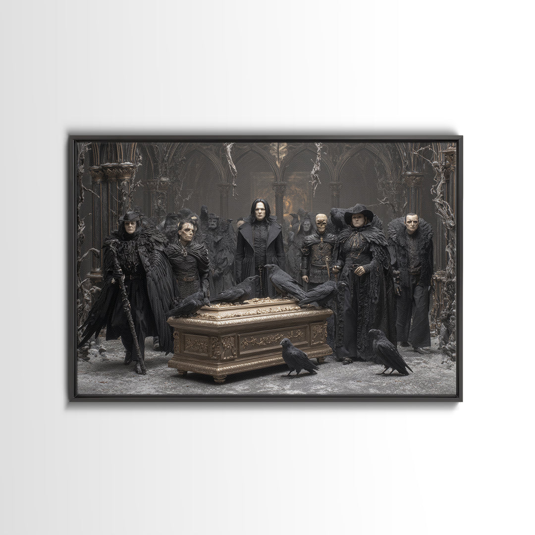 The Raven Funeral, Landscape Wall Art, Spooky Home Decor, Canvas Print, Halloween Wall Decor, Gothic Home Decor, Horror Wall Art