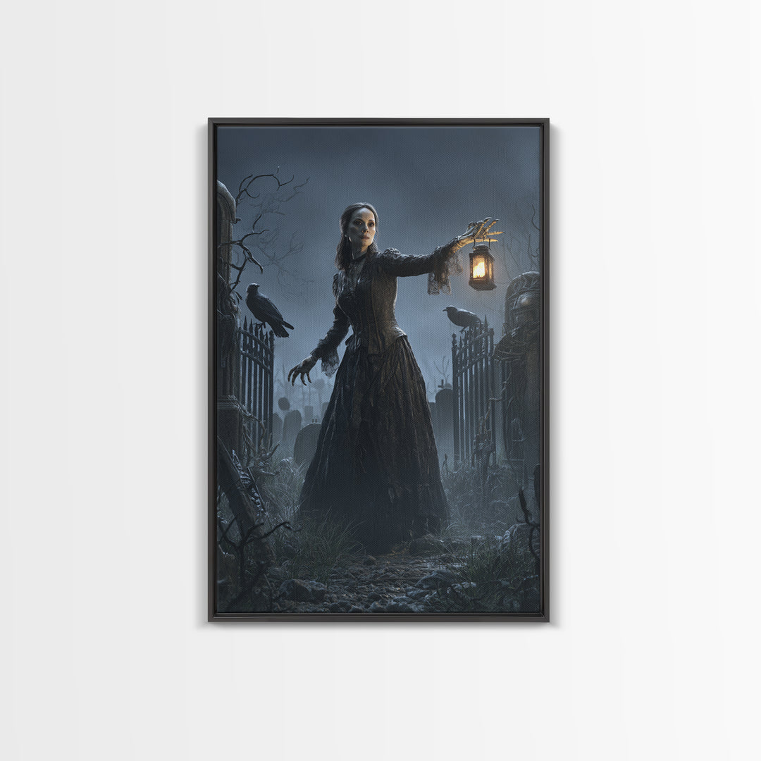 The Graveyard Dance, Vertical Wall Art, Dark Fantasy Wall Art, Canvas Print, Halloween Wall Decor, Gothic Home Decor, Statement Wall Art
