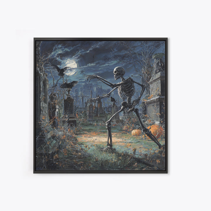 The Graveyard Dance, Square Wall Art, Dark Fantasy Wall Art, Canvas Print, Halloween Wall Decor, Gothic Home Decor, Statement Wall Art