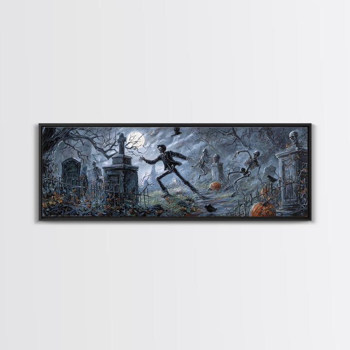 The Graveyard Dance, Extra Wide Wall Art, Dark Halloween Decor, Canvas Print, Halloween Wall Decor, Gothic Home Decor, Spooky Wall Decor