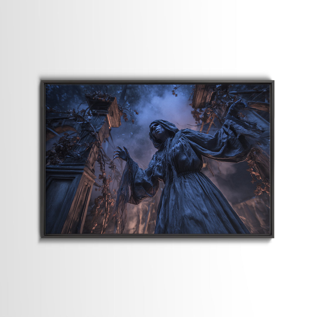 The Haunted Hayride, Landscape Wall Art, Gothic Horror Wall Art, Framed Canvas Print, Halloween Wall Decor, Gothic Home Decor
