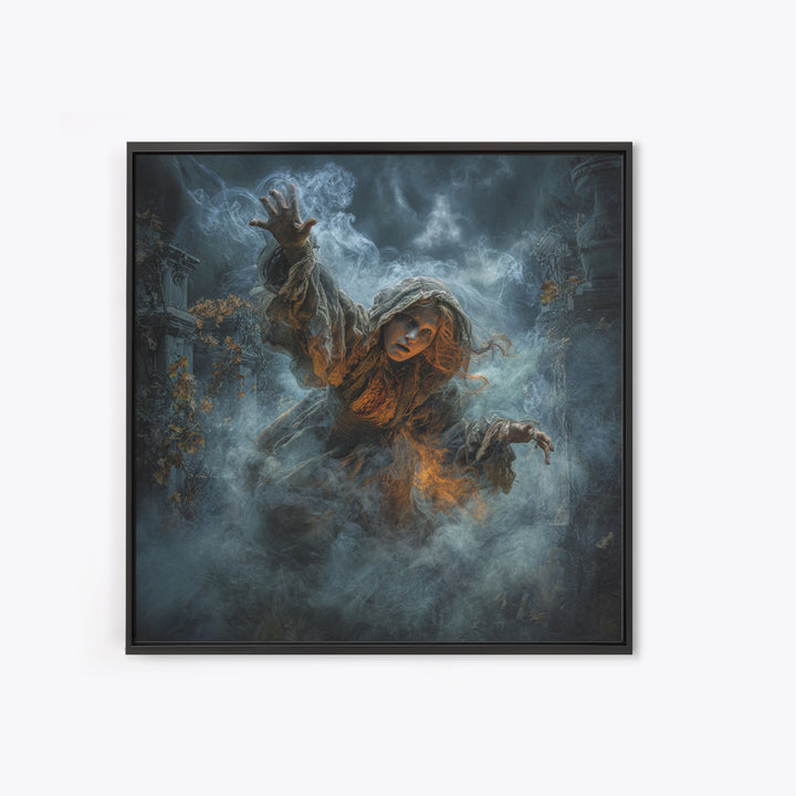 The Haunted Hayride, Square Wall Art, Haunted Gothic Art, Framed Canvas Print, Halloween Wall Decor, Gothic Home Decor, Statement Wall Art