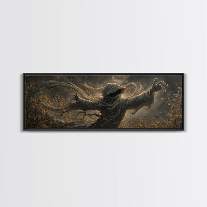 The Haunted Hayride, Extra Wide Wall Art, Macabre Wall Art, Framed Canvas Print, Halloween Wall Decor, Gothic Home Decor