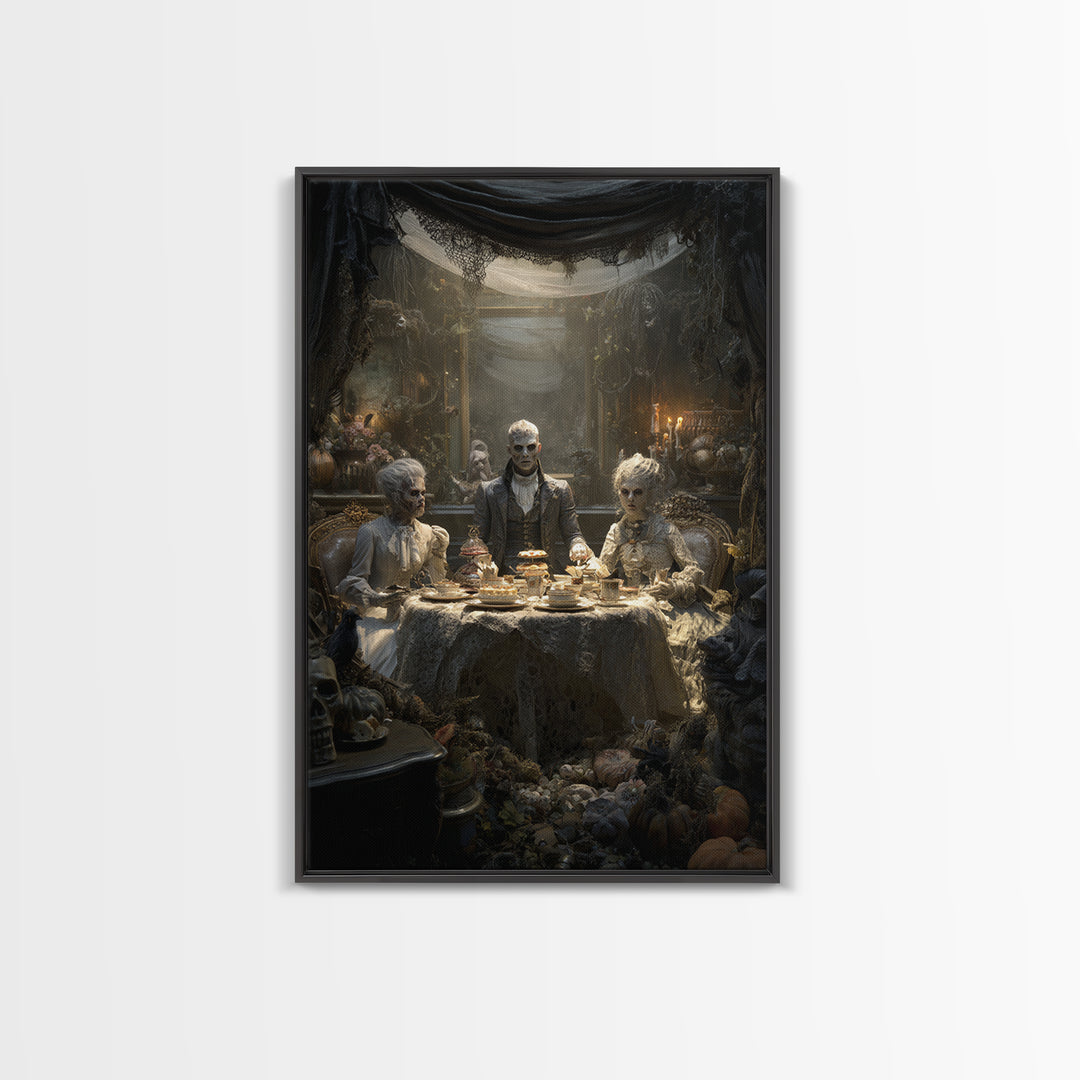 The Zombie Picnic, Vertical Wall Art, Spooky Home Decor, Canvas Print, Halloween Wall Decor, Gothic Home Decor, Halloween Wall Art