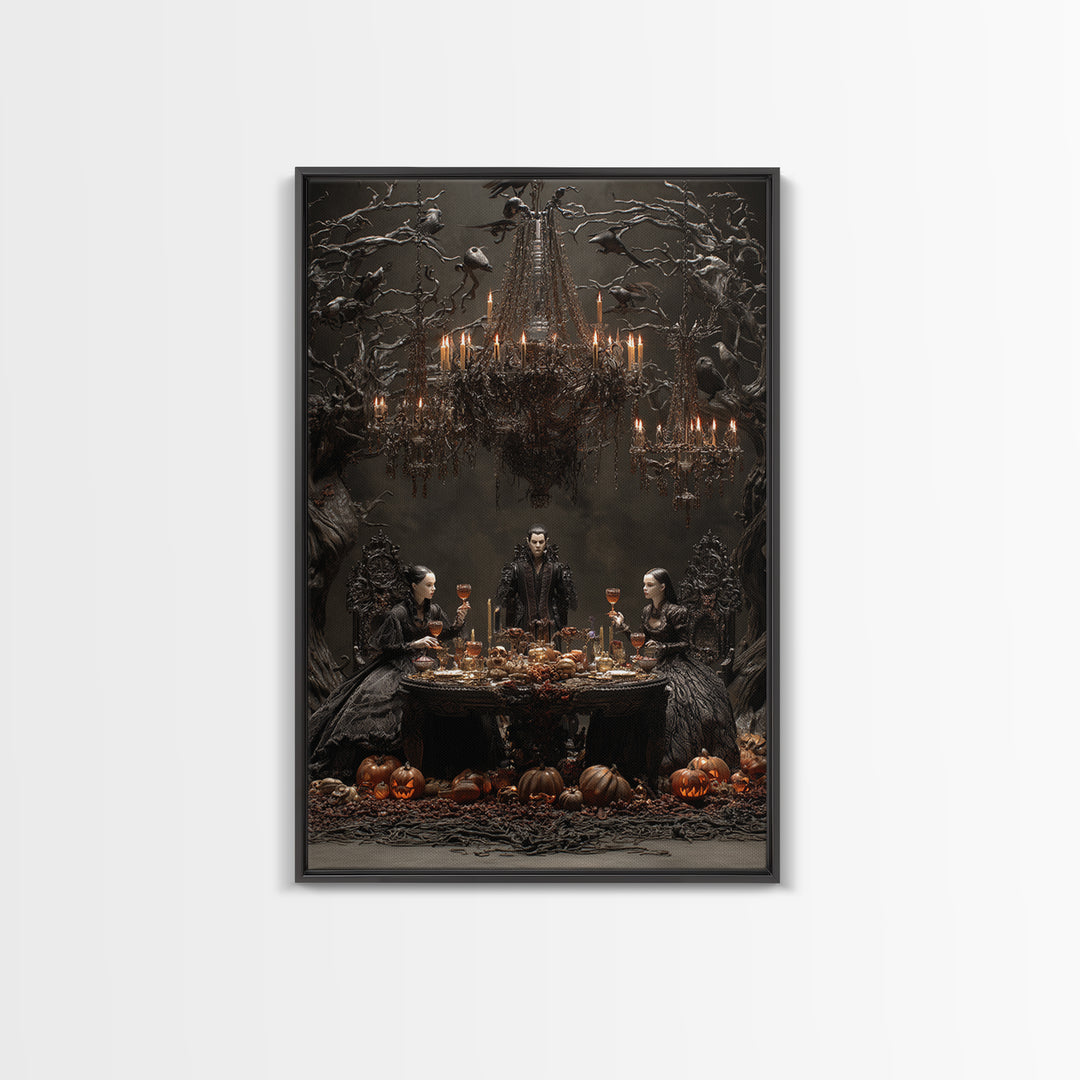 The Vampire Banquet, Vertical Wall Art, Dark Fantasy Wall Art, Canvas Print, Halloween Wall Decor, Gothic Home Decor, Spooky Wall Decor