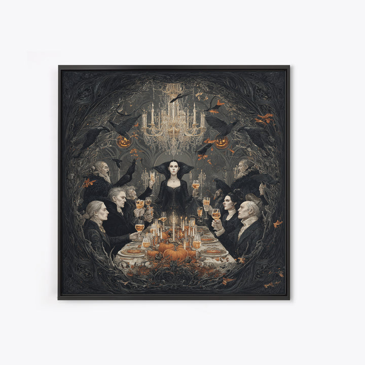 The Vampire Banquet, Square Wall Art, Dark Fantasy Wall Art, Canvas Print, Halloween Wall Decor, Gothic Home Decor, Seasonal Home Decor