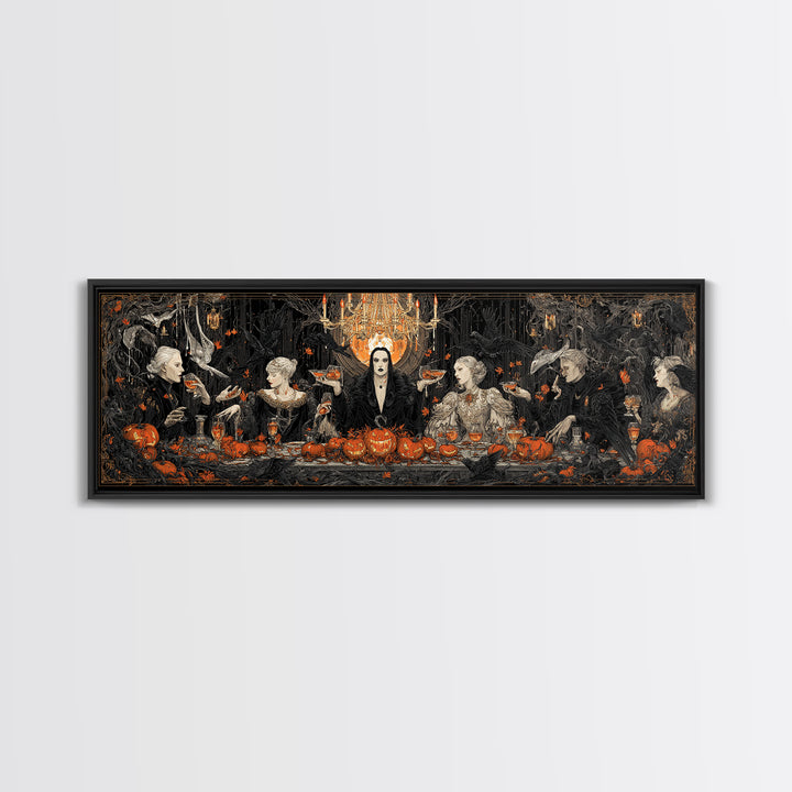 The Vampire Banquet, Extra Wide Wall Art, Dark Halloween Decor, Canvas Print, Halloween Wall Decor, Gothic Home Decor, Macabre Wall Art