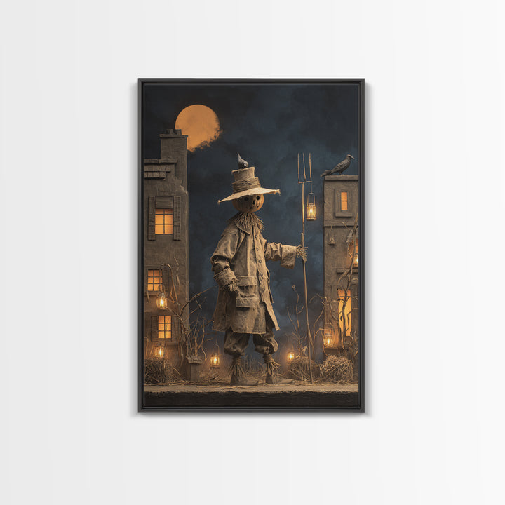 The Scarecrow Uprising, Vertical Wall Art, Gothic Horror Wall Art, Framed Canvas Print, Halloween Wall Decor, Gothic Home Decor