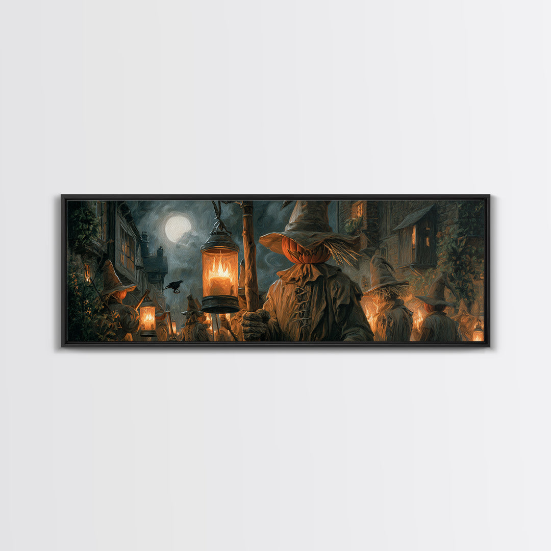 The Scarecrow Uprising, Extra Wide Wall Art, Spooky Home Decor, Canvas Print, Halloween Wall Decor, Gothic Home Decor, Statement Wall Art