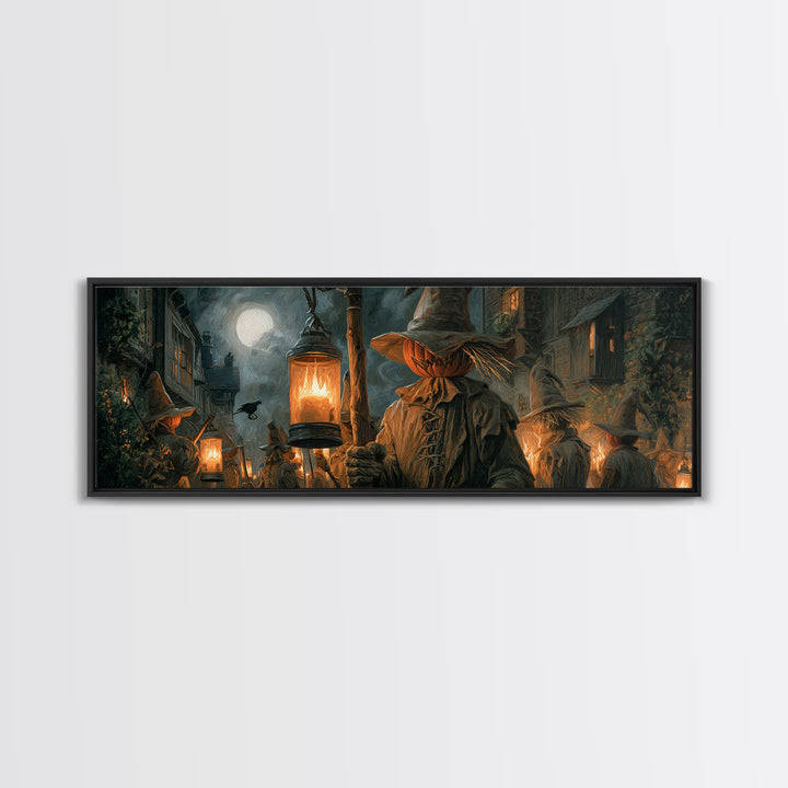 The Scarecrow Uprising, Extra Wide Wall Art, Spooky Home Decor, Canvas Print, Halloween Wall Decor, Gothic Home Decor, Statement Wall Art