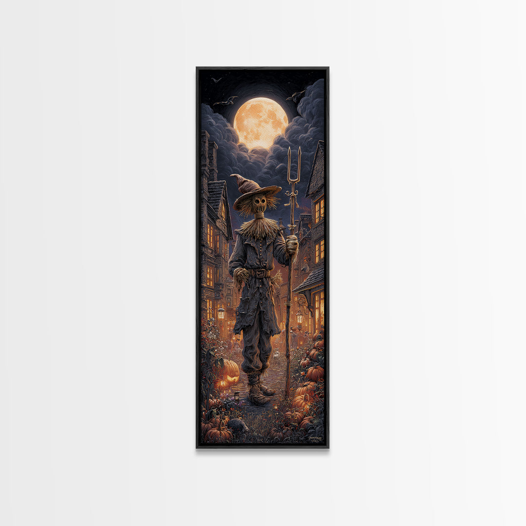 The Scarecrow Uprising, Tall Narrow Wall Art, Spooky Home Decor, Canvas Print, Halloween Wall Decor, Gothic Home Decor, Halloween Wall Art