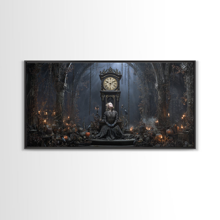 The Thirteenth Bell, Wide Panoramic Art, Macabre Wall Art, Framed Canvas Print, Halloween Wall Decor, Gothic Home Decor, Horror Wall Art