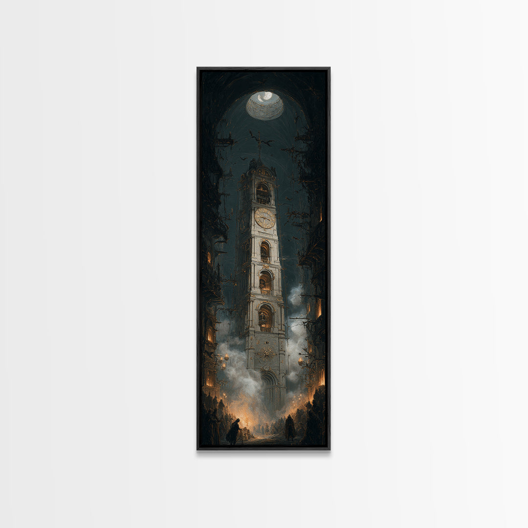 The Thirteenth Bell, Tall Narrow Wall Art, Dark Halloween Decor, Canvas Print, Halloween Wall Decor, Gothic Home Decor, Dark Fantasy Art