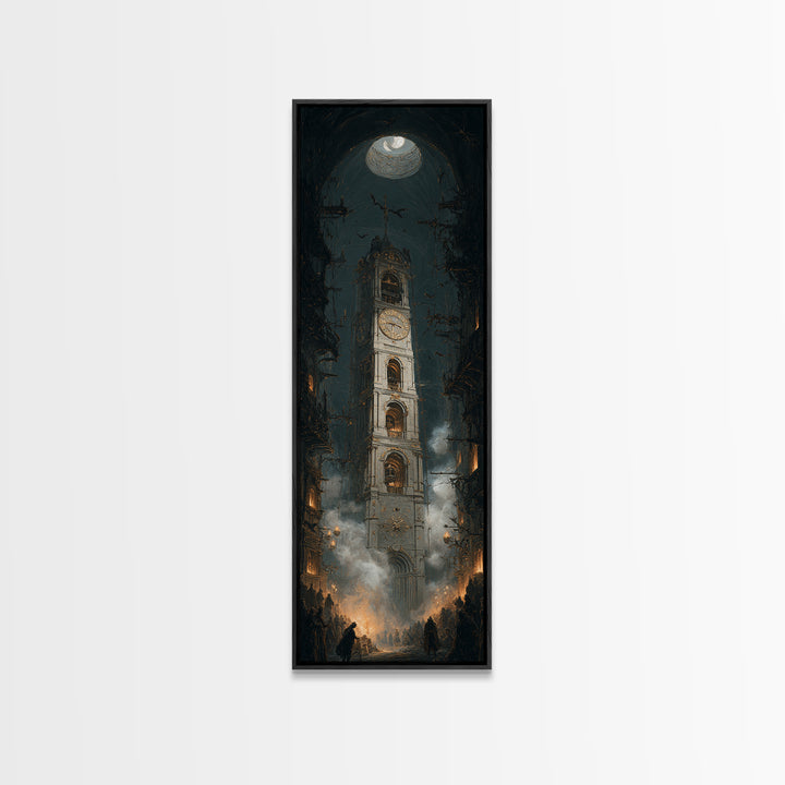 The Thirteenth Bell, Tall Narrow Wall Art, Dark Halloween Decor, Canvas Print, Halloween Wall Decor, Gothic Home Decor, Dark Fantasy Art