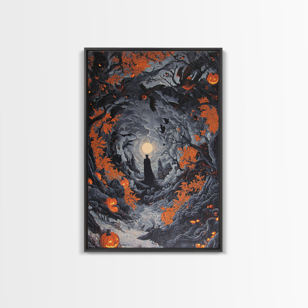 The Halloween Storm, Vertical Wall Art, Gothic Horror Wall Art, Framed Canvas Print, Halloween Wall Decor, Gothic Home Decor