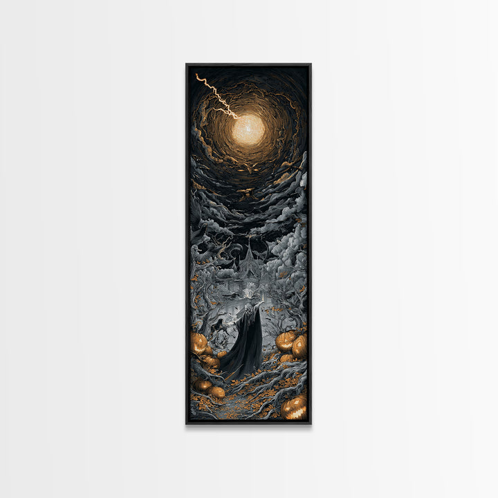 The Halloween Storm, Tall Narrow Wall Art, Dark Halloween Decor, Canvas Print, Halloween Wall Decor, Gothic Home Decor