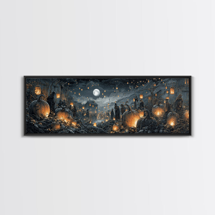 The First Frost Awakening, Extra Wide Wall Art, Gothic Horror Wall Art, Framed Canvas Print, Halloween Wall Decor, Gothic Home Decor