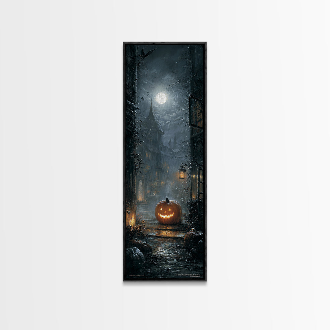 The First Frost Awakening, Tall Narrow Wall Art, Gothic Horror Wall Art, Framed Canvas Print, Halloween Wall Decor, Gothic Home Decor