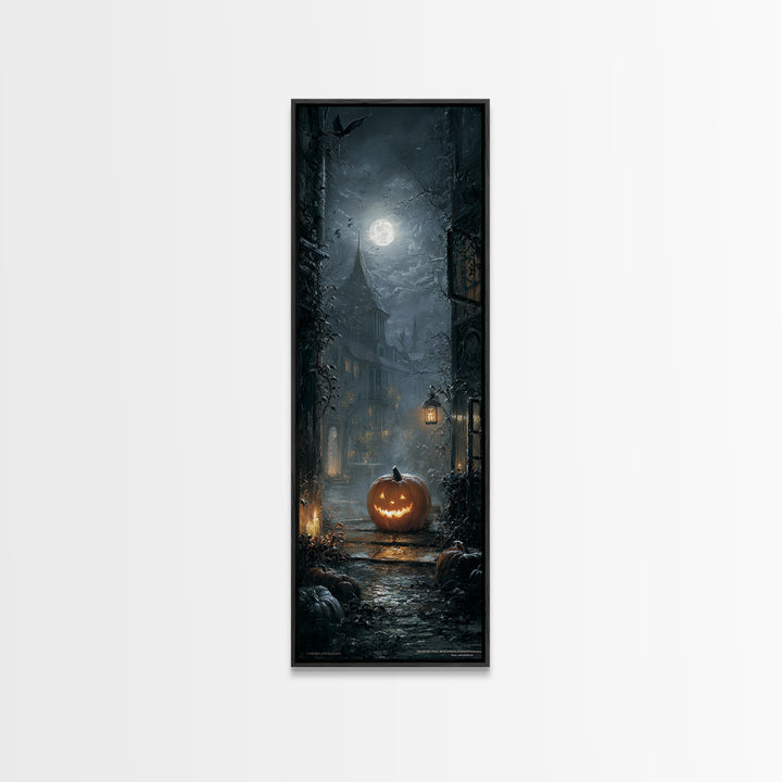 The First Frost Awakening, Tall Narrow Wall Art, Gothic Horror Wall Art, Framed Canvas Print, Halloween Wall Decor, Gothic Home Decor