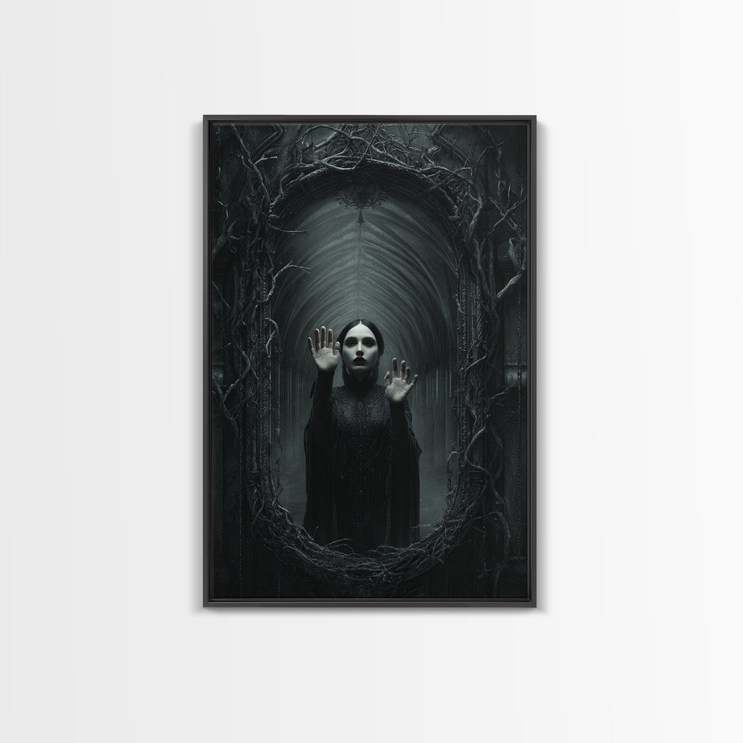 The Cursed Mirror, Vertical Wall Art, Dark Halloween Decor, Canvas Print, Halloween Wall Decor, Gothic Home Decor, Collectible Wall Decor