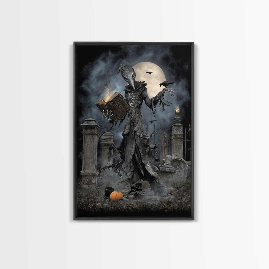 The Living Spellbook, Vertical Wall Art, Dark Fantasy Wall Art, Canvas Print, Halloween Wall Decor, Gothic Home Decor, Seasonal Home Decor