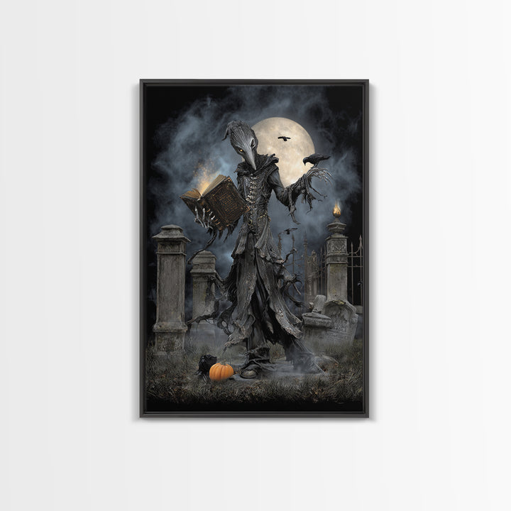 The Living Spellbook, Vertical Wall Art, Dark Fantasy Wall Art, Canvas Print, Halloween Wall Decor, Gothic Home Decor, Seasonal Home Decor