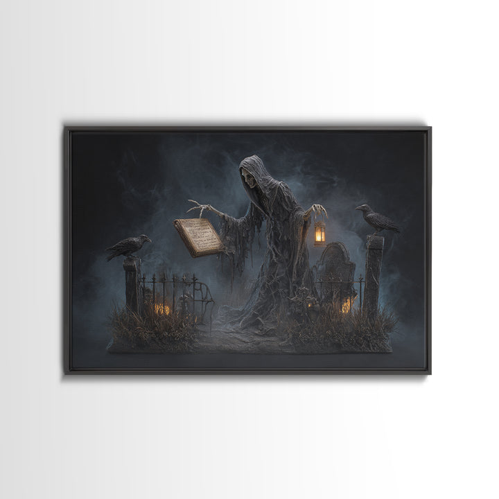 The Living Spellbook, Landscape Wall Art, Haunted Gothic Art, Framed Canvas Print, Halloween Wall Decor, Gothic Home Decor