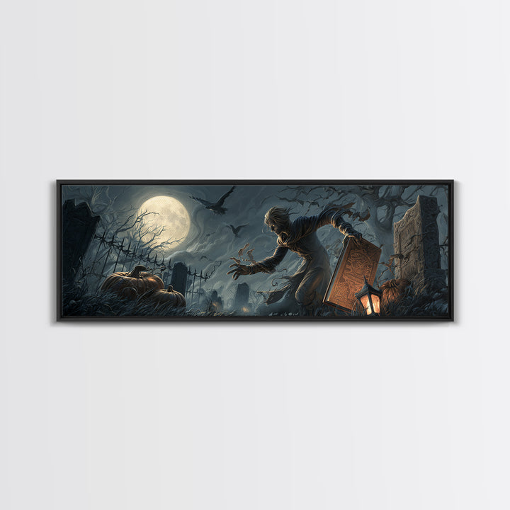 The Living Spellbook, Extra Wide Wall Art, Dark Halloween Decor, Canvas Print, Halloween Wall Decor, Gothic Home Decor, Spooky Wall Decor