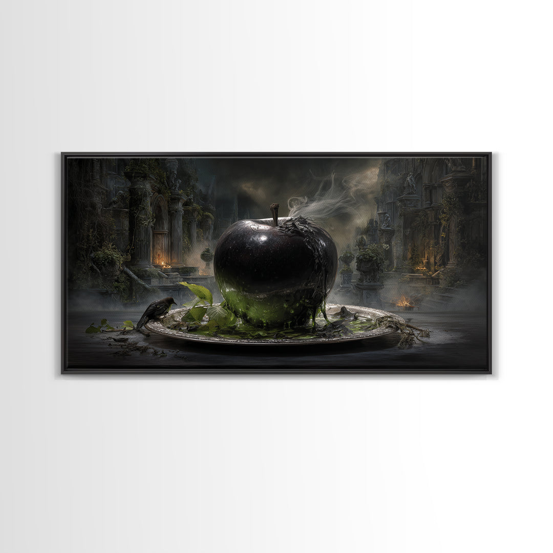 The Poisoned Apple, Wide Panoramic Art, Dark Fantasy Wall Art, Canvas Print, Halloween Wall Decor, Gothic Home Decor, Horror Wall Art