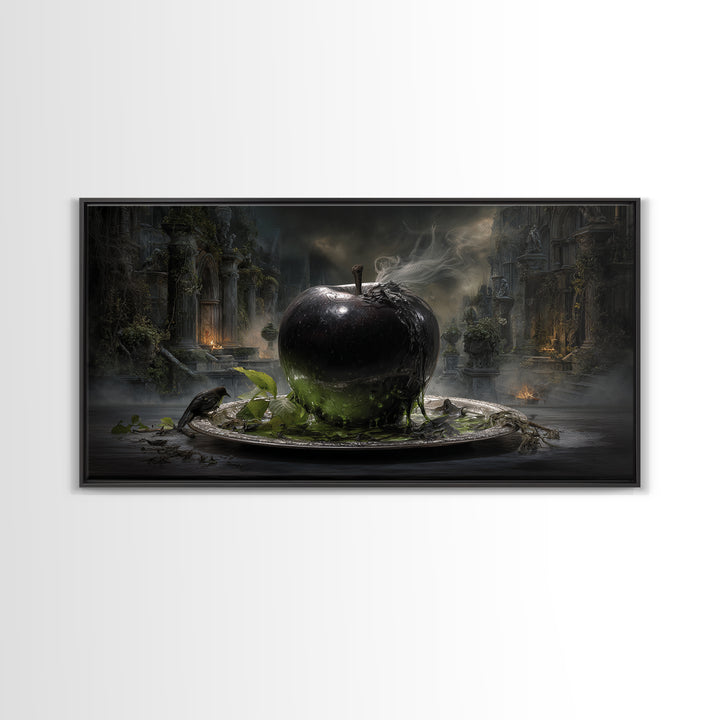 The Poisoned Apple, Wide Panoramic Art, Dark Fantasy Wall Art, Canvas Print, Halloween Wall Decor, Gothic Home Decor, Horror Wall Art