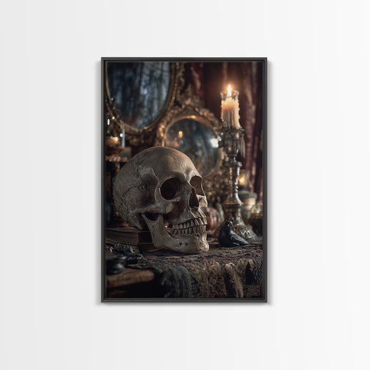 The Talking Skull, Vertical Wall Art, Dark Halloween Decor, Canvas Print, Halloween Wall Decor, Gothic Home Decor, Spooky Wall Decor