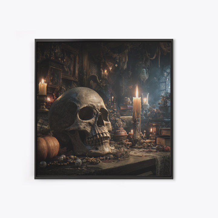 The Talking Skull, Square Wall Art, Spooky Home Decor, Canvas Print, Halloween Wall Decor, Gothic Home Decor, Halloween Decor