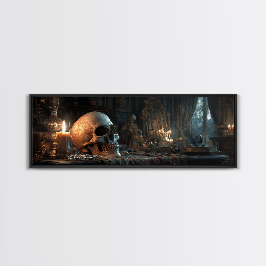 The Talking Skull, Extra Wide Wall Art, Spooky Home Decor, Canvas Print, Halloween Wall Decor, Gothic Home Decor, Statement Wall Art