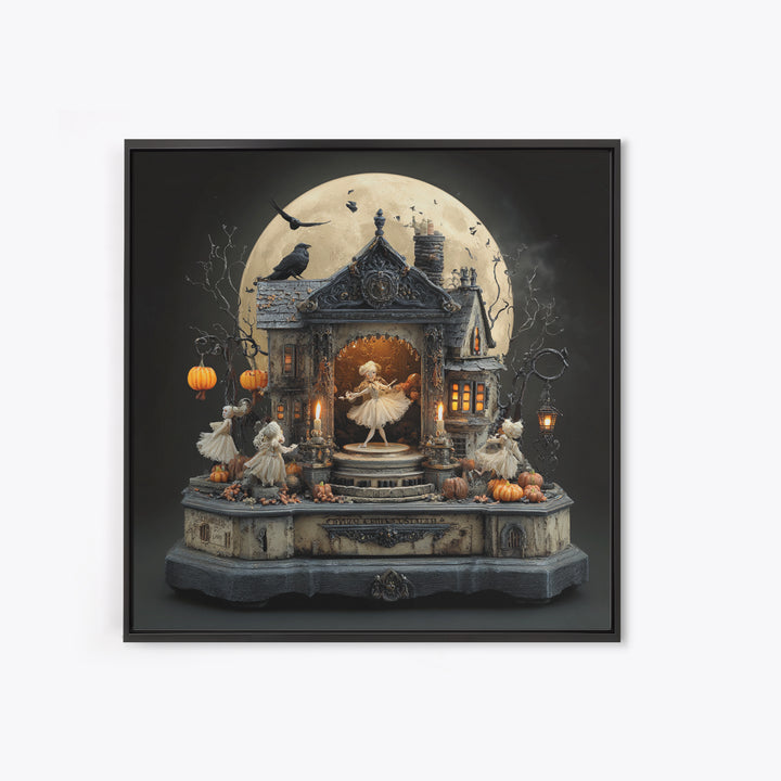 The Haunted Music Box, Square Wall Art, Dark Halloween Decor, Canvas Print, Halloween Wall Decor, Gothic Home Decor, Spooky Wall Decor