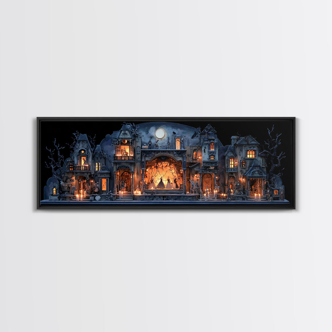 The Haunted Music Box, Extra Wide Wall Art, Spooky Home Decor, Canvas Print, Halloween Wall Decor, Gothic Home Decor, Horror Wall Art