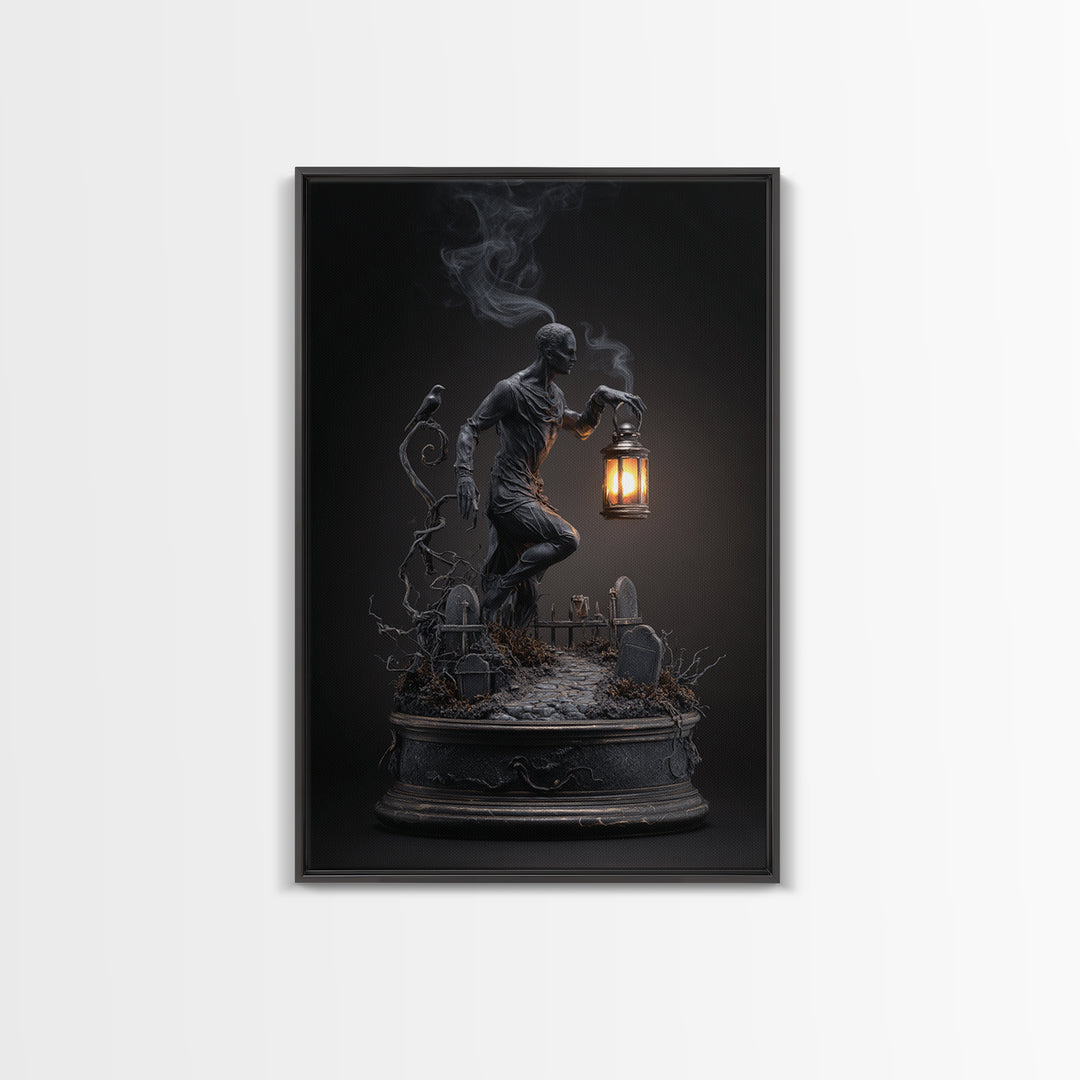The Black Wax Candle, Vertical Wall Art, Dark Halloween Decor, Canvas Print, Halloween Wall Decor, Gothic Home Decor, Horror Wall Art