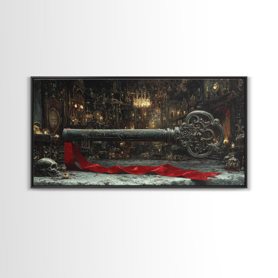 The Coffin Key, Wide Panoramic Art, Dark Halloween Decor, Canvas Print, Halloween Wall Decor, Gothic Home Decor, Statement Wall Art