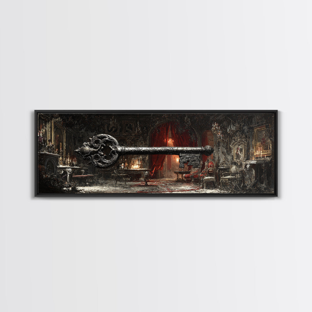 The Coffin Key, Extra Wide Wall Art, Dark Fantasy Wall Art, Canvas Print, Halloween Wall Decor, Gothic Home Decor, Spooky Wall Decor
