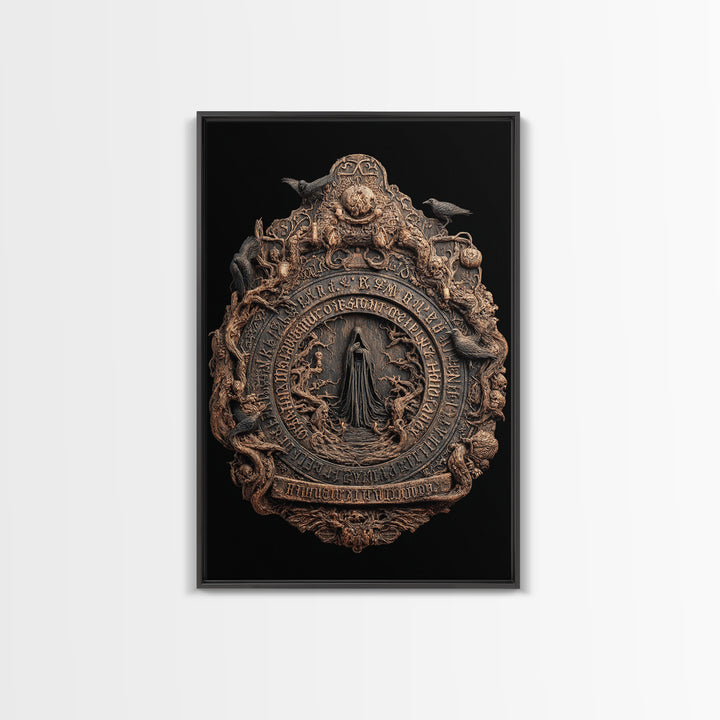 The Antique Spirit Board, Vertical Wall Art, Macabre Wall Art, Framed Canvas Print, Halloween Wall Decor, Gothic Home Decor