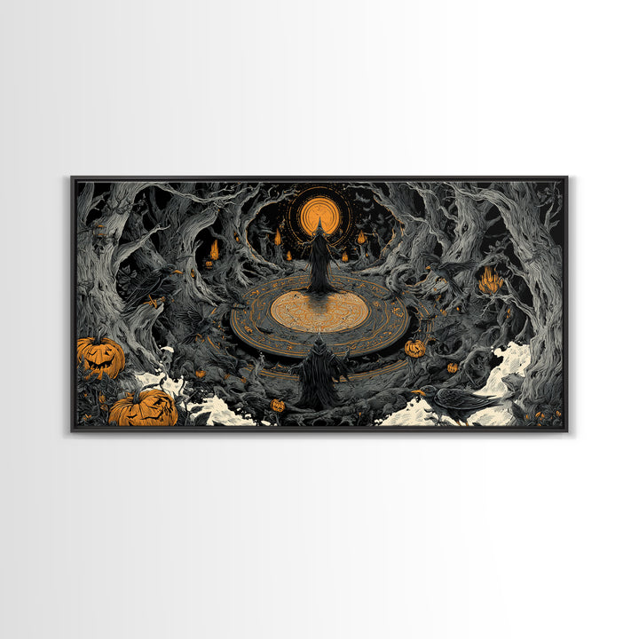 The Antique Spirit Board, Wide Panoramic Art, Dark Fantasy Wall Art, Canvas Print, Halloween Wall Decor, Gothic Home Decor, Macabre Wall Art