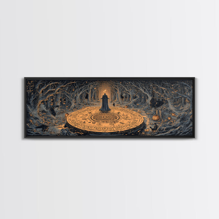 The Antique Spirit Board, Extra Wide Wall Art, Haunted Gothic Art, Framed Canvas Print, Halloween Wall Decor, Gothic Home Decor