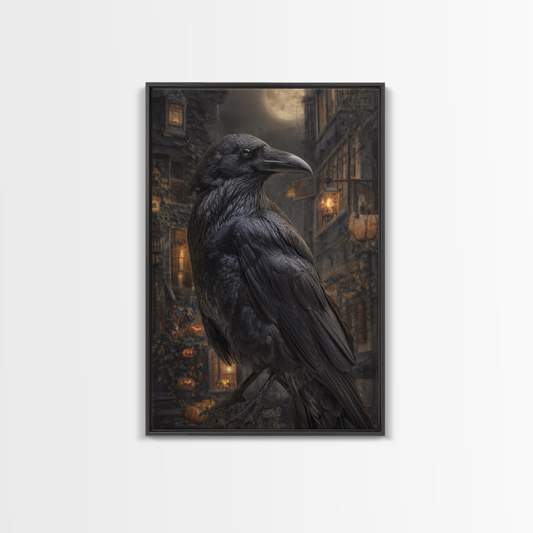The Raven-Feather Quill, Vertical Wall Art, Dark Halloween Decor, Canvas Print, Halloween Wall Decor, Gothic Home Decor, Dark Fantasy Art