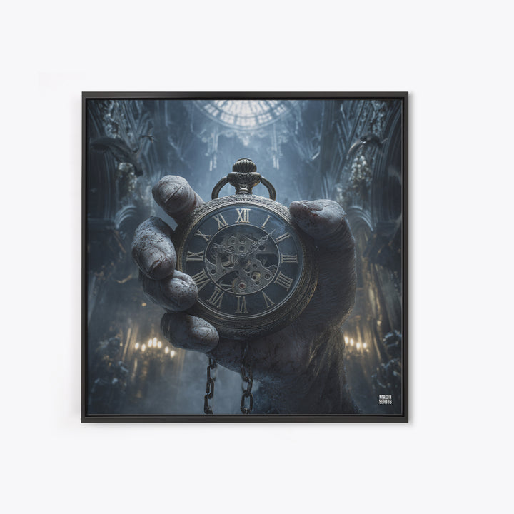 The Cursed Pocket Watch, Square Wall Art, Dark Halloween Decor, Canvas Print, Halloween Wall Decor, Gothic Home Decor